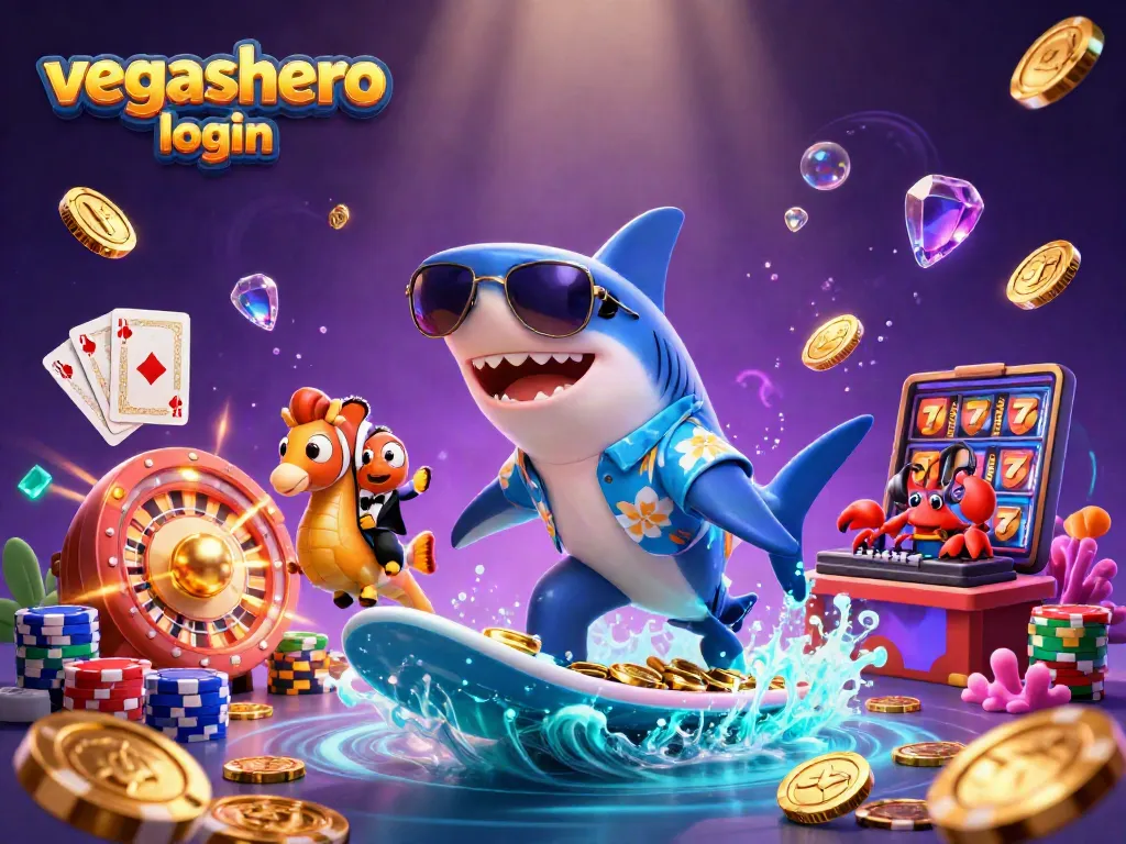 Join the fun at vegashero login with vibrant 3D casino characters and dazzling winning elements.