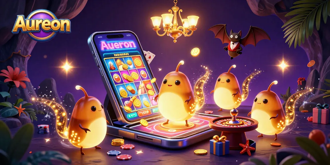 Aureon players winning at slots in an enchanting casino scene